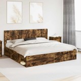 vidaXL Cadru de pat cu depozitare și tăblie Stejar fumuriu 3414183