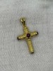 PANDANTIV AUR 18K CRUCE + 4 Rubine Caboshon - Crucifix Grecia - 8.4g. !, Galben