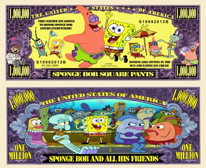 SUA = FANTASY NOTE (TJ6) = DESENE ANIMATE : SPONGE BOB SQUARE PANTS - 2012 - UNC