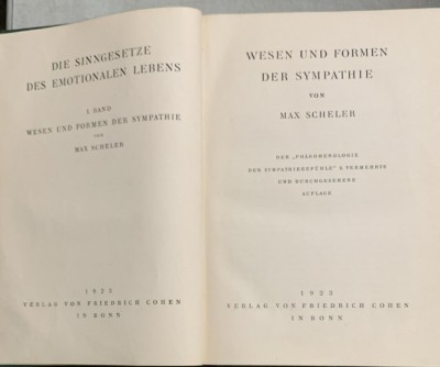 Wesen und formen der sympathie - Max Scheler - cu dedicatia autorului catre un prieten. foto