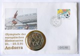 ANDORRA 1 CROWN 1991 GIBRALTAR OLIMPIADA DIN BARCELONA UNC COINFDC (CITITI DESCRIEREA), Europa, Nichel
