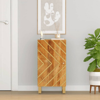 Dulap lateral, maro si negru, 40x33,5x75 cm lemn masiv de mango GartenMobel Dekor foto