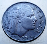 1.865 ITALIA WWII VITTORIO EMANUELE III 20 CENTESIMI 1940 R MAGNETIC, Europa
