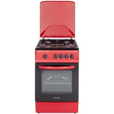 Aragaz NobelTek NLT 5601R/G1, Gaz, 4 arzatoare, Dispozitiv siguranta plita si cuptor, 50 x 60 cm, Rosu