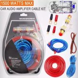 Kit cabluri subwoofer auto, lungime cablu 5M, din PVC si metal, putere 1500W, albastru/rosu