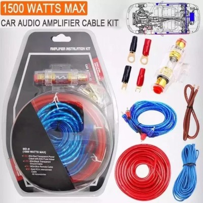 Kit cabluri subwoofer auto, lungime cablu 5M, din PVC si metal, putere 1500W, albastru/rosu foto