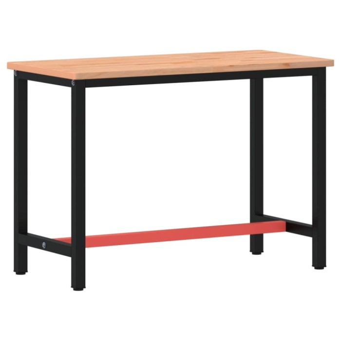 Banc de lucru, 115x55x81,5 cm, lemn masiv de fag si metal