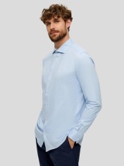 Camasa barbati cu maneca lunga din jerse de bumbac, croiala Tailored fit, Albastru deschis, 41