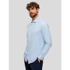 Camasa barbati cu maneca lunga din jerse de bumbac, croiala Tailored fit, Albastru deschis, 41