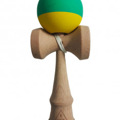 Kendama profesionala, Bila din lemn cu strat de silicon, Galben/Verde, 28KD