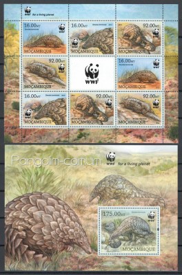 Mozambic 2013 Mi 6429/32 klb + bl 737 MNH - WWF: Pangolinul de stepa foto