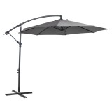 Outsunny Umbrelă Descentralizată pentru Exterior, Gri, Manivelă, Oțel și Poliester Anti-UV, &Phi;300x250cm | Aosom Romania