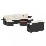 Cumpara ieftin Set canapele de gradina cu perne, 10 piese, negru, poliratan