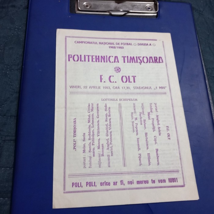 Program Poli Timisoara - FC Olt