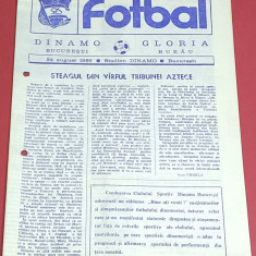 Program meci fotbal DINAMO Bucuresti - GLORIA Buzau (24.08.1986)