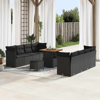 vidaXL Set de canapele pentru grădină 11 pcs Negru 80 x 80 x 71 cm 3363404 foto