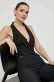 Elisabetta Franchi vesta de lana culoarea negru, un singur rand de nasturi