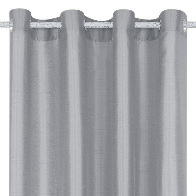 Perdea Decorativă, Model Faux Silk, Inele Metalice, Culoare Gri, Dimensiuni 140x260 cm foto