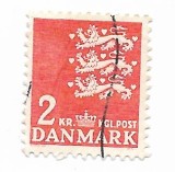 Danemarca - Stema mica, 1946-1947 - 2 Kr, obliterat