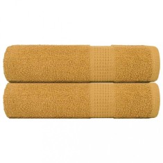 vidaXL Prosoape de baie 2 buc Aur 100x150 cm 360 g/m&sup2; 100% bumbac