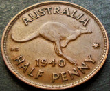 Cumpara ieftin Moneda istorica HALF PENNY - AUSTRALIA, anul 1940 *cod 466 - MAI RARA, Australia si Oceania