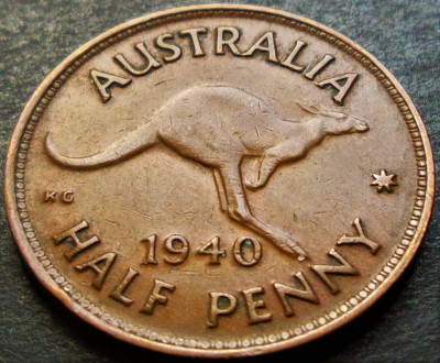 Moneda istorica HALF PENNY - AUSTRALIA, anul 1940 *cod 466 - MAI RARA foto