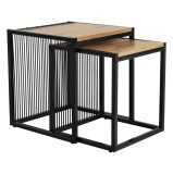 Cumpara ieftin Set 2 masute cafea mdf maro stejar metal negru Rimbo 45x45x50 cm, 40x40x45 cm