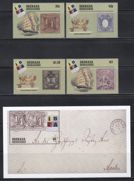 Grenada Grenadine 1999 - Expoziția Internațională de Timbre &bdquo;IBRA &#039;99&rdquo; - N&uuml;rnberg, Serie + Colita, MNH