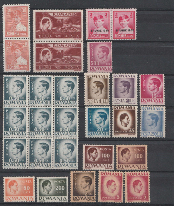Lot timbre Regele Mihai I, 1928-47, MNH