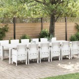 Set de Masa pentru Gradina 13 pcs Alb Mare Plastic &amp; Răchită