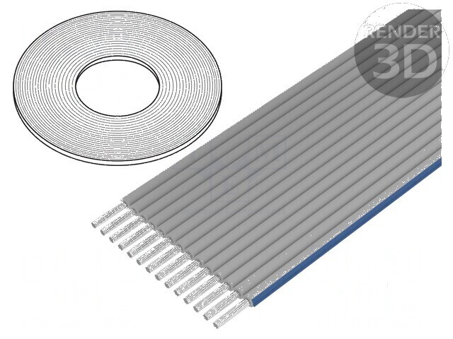 Cablu bandă litat PVC gri 100m