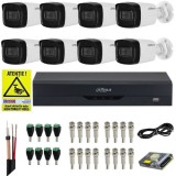 Kit supraveghere Dahua 8 camere 4K 8MP IR 80m Microfon, DVR 8 canale 4K 8MP Audio Functii AI, accesorii + Autocolant Rovision SafetyGuard Surveillance