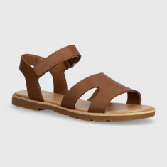 Sorel sandale de piele ELLA III ANKLE STRAP femei, culoarea maro, 2076821242