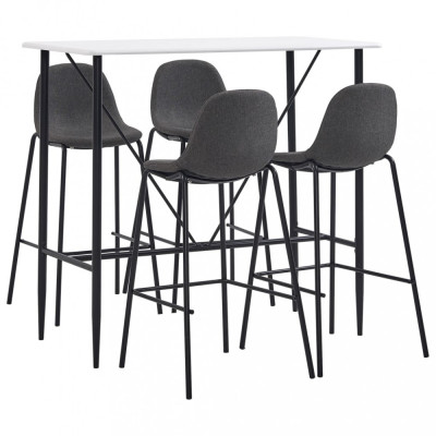 Set mobilier de bar, 5 piese, gri &amp;icirc;nchis, material textil foto