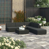 Set mobilier de grădină cu perne, 6 piese, negru, poliratan, vidaXL