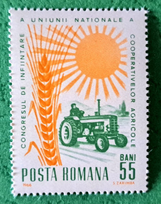 TIMBRE ROMANIA MNH LP622/1966 CONGRESUL COOPERATIVELOR AGRIGOLE -Serie simpla foto