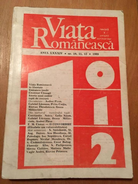 Viata romaneasca -1989 nr.10 11 12
