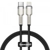 Cablu Date si Incarcare USB-C - Lightning Baseus Cafule Metal Series, 20W, 0.25m, Negru CATLJK-01, Apple