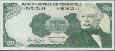 SV * Venezuela 20 BOLIVARES 1998 * Jose Antonio Paez * UNC foto