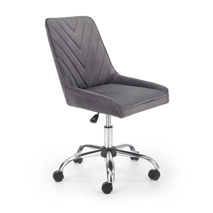 Scaun birou copii HM Rico, ergonomic, stofa tip catifea, cadru polipropilena, 100 kg, gri