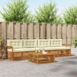 vidaXL Set de canapele de exterior cu pernă 5 pcs Natural și Crem 3372965