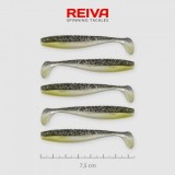 Shad Reiva Flat Minnow Negru-Argintiu Sclipici 7.5cm 5buc/plic