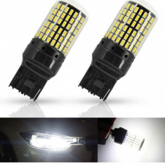 Set 2 leduri T20 w21w lumina alba, 157 smd , super canbus 12v