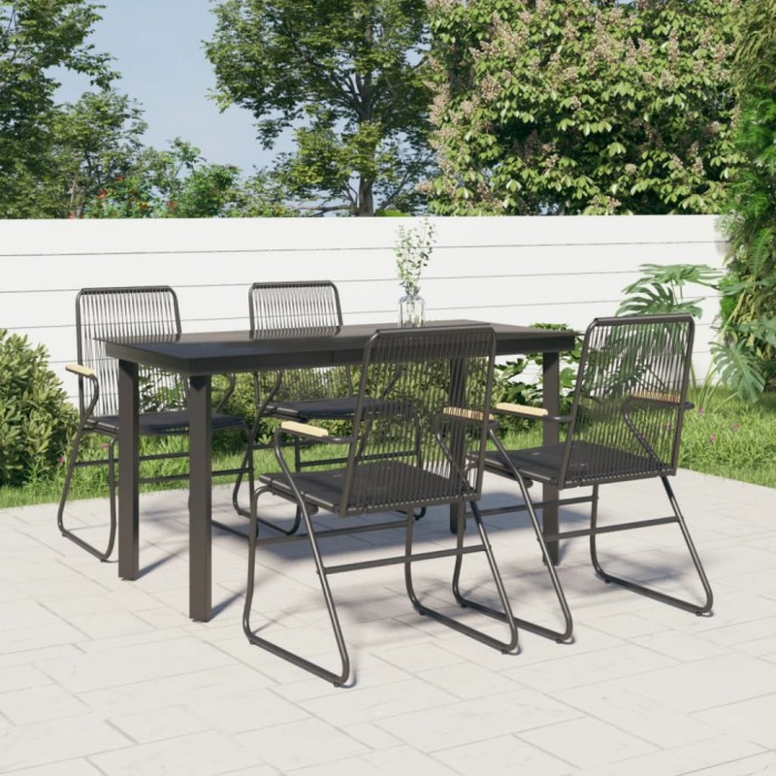 vidaXL Set mobilier de grădină, 5 piese, negru, ratan PVC 3099211