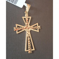Cruce suprapusa placata cu aur Alma - 4 cm