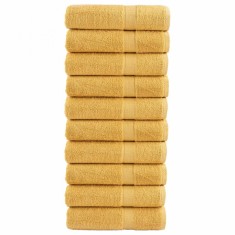 vidaXL Prosoape de baie premium SOLUND 10 buc auriu 100x150cm 600gsm