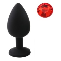 Dop Anal Silicone Buttplug, Large, Silicone, Negru/Rosu, Guilty Toys