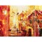 Set 3 piese tablou pictat manual, living, birou, La plimbare prin centrul vech, 160x90cm ulei pe panza in cutit efect 3D