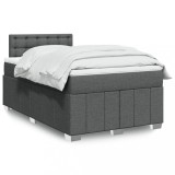 VidaXL Pat box spring cu saltea, gri &icirc;nchis, 120x200 cm, textil 3287050