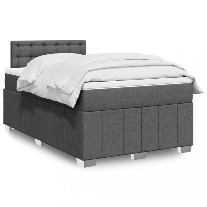 vidaXL Pat box spring cu saltea, gri &icirc;nchis, 120x200 cm, textil 3287050